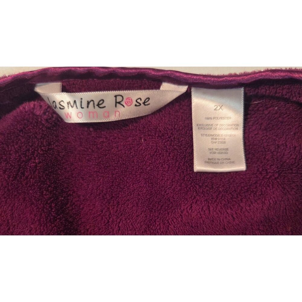 Jasmine Rose Woman Plush Fleece House Robe Berry Purple 2X Pockets